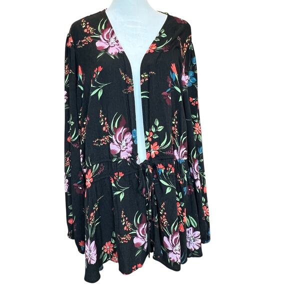 torrid Tops - Torrid Black Pink Dark Floral Print Tunic Wrap Blouse V-neck Top Womens Size 4 X